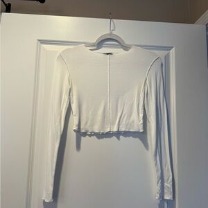 Zara Cream Long Sleeve Crop Top